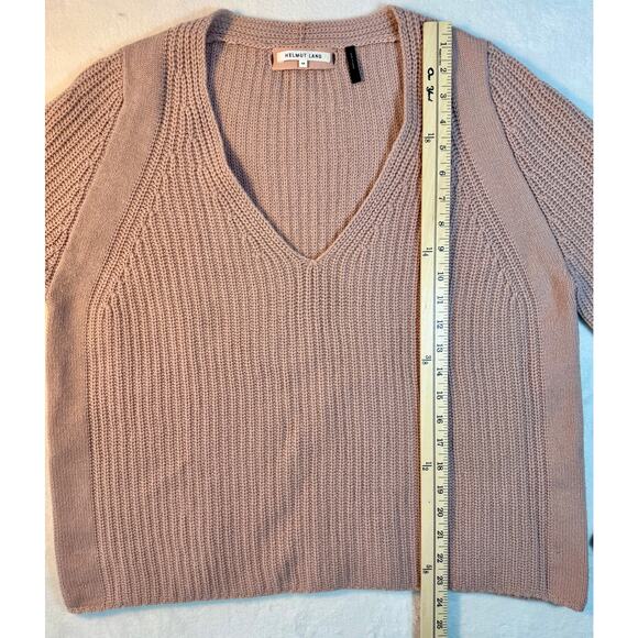 Helmut Lang Wool Cashmere Pink Mauve V Neck Sweater Shaker Knit Pullover Medium - Picture 8 of 8